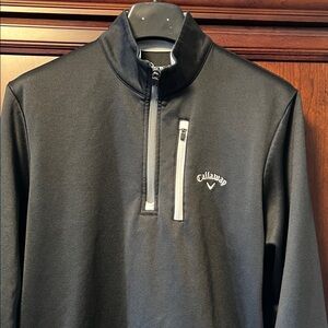 Like New Callaway Black & Gray 3/4 Zip Pullover Fleece Golf Zip pocket Sport Top